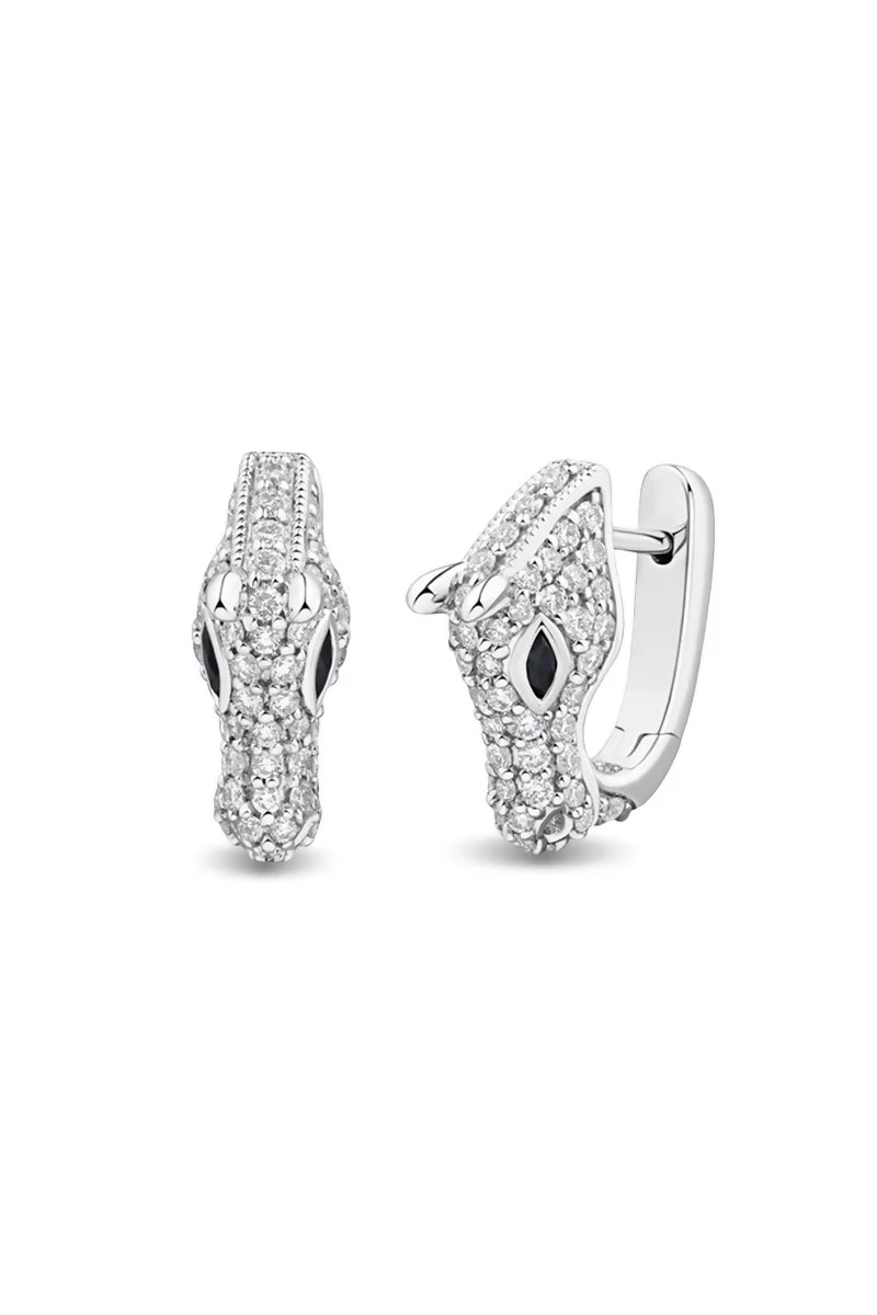 Celebration Horse Head Earrings in 18K Gold with White Diamonds - White Gold