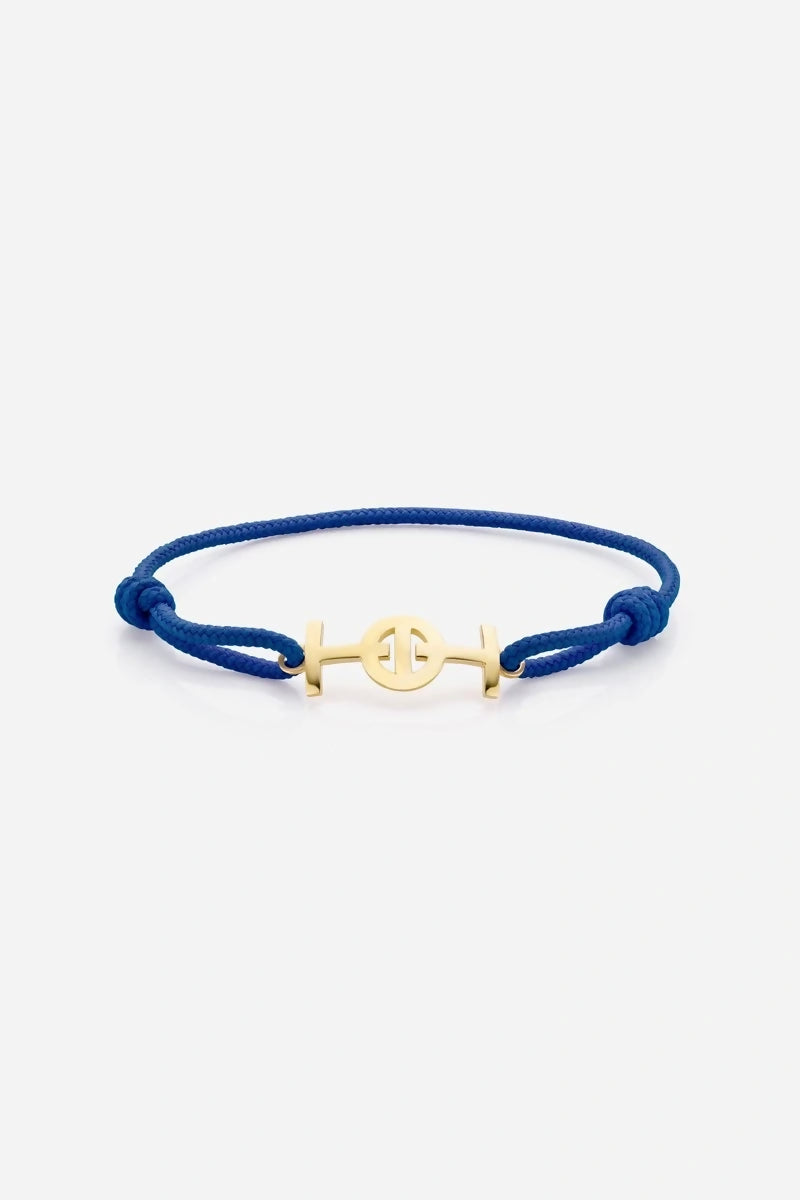 Challenge Cord Bracelet in 9K Yellow Gold - Navy Blue