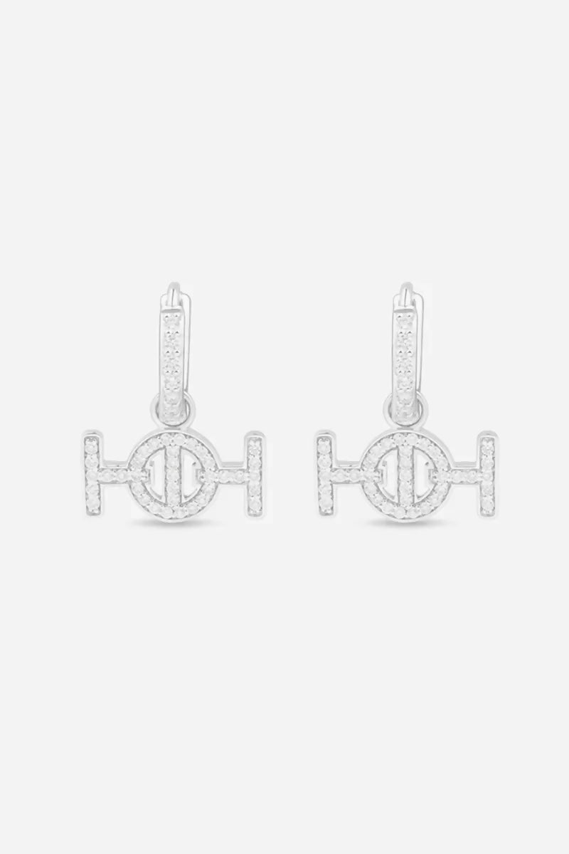Challenge Hoop Earrings in 9K Gold with White Diamonds - White Gold