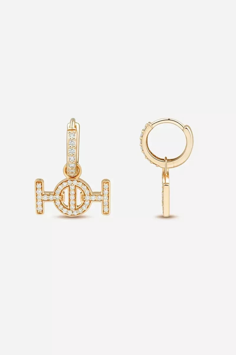 Challenge Hoop Earrings in 9K Gold with White Diamonds - Yellow Gold