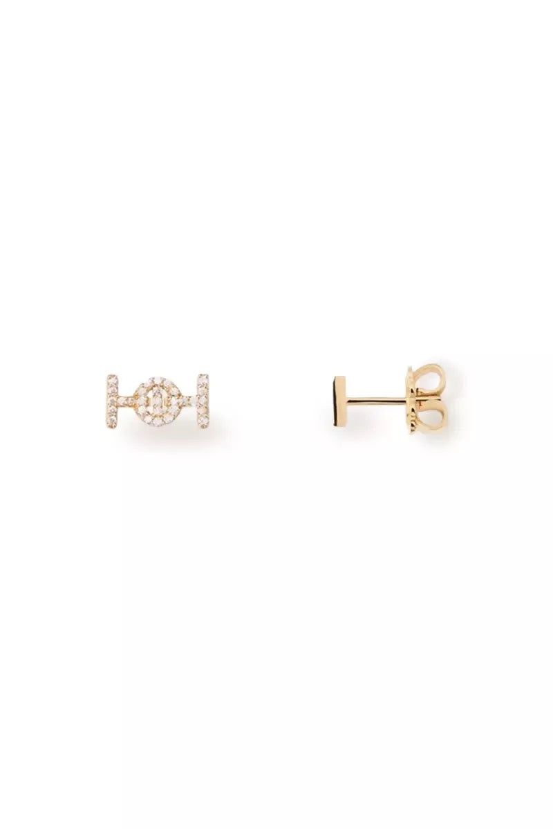 Challenge Studs in 18K Gold with White Diamonds - Yellow Gold