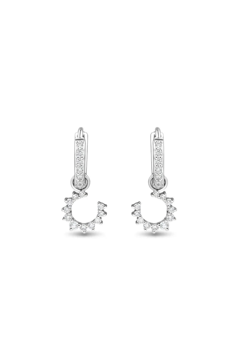 Confidence Hoop Earrings in 9K Gold with White Diamonds - White Gold
