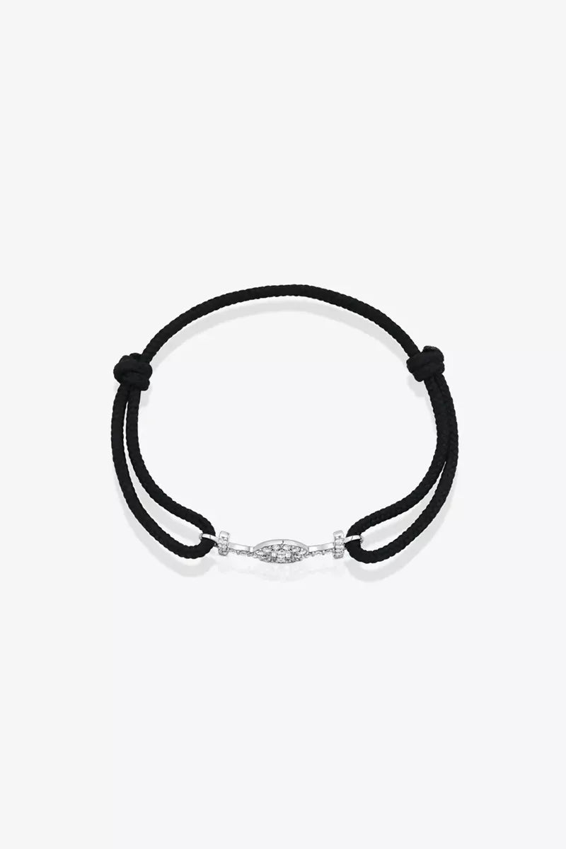 Challenge Cord Bracelet in 9K White Gold with White Diamonds - Black