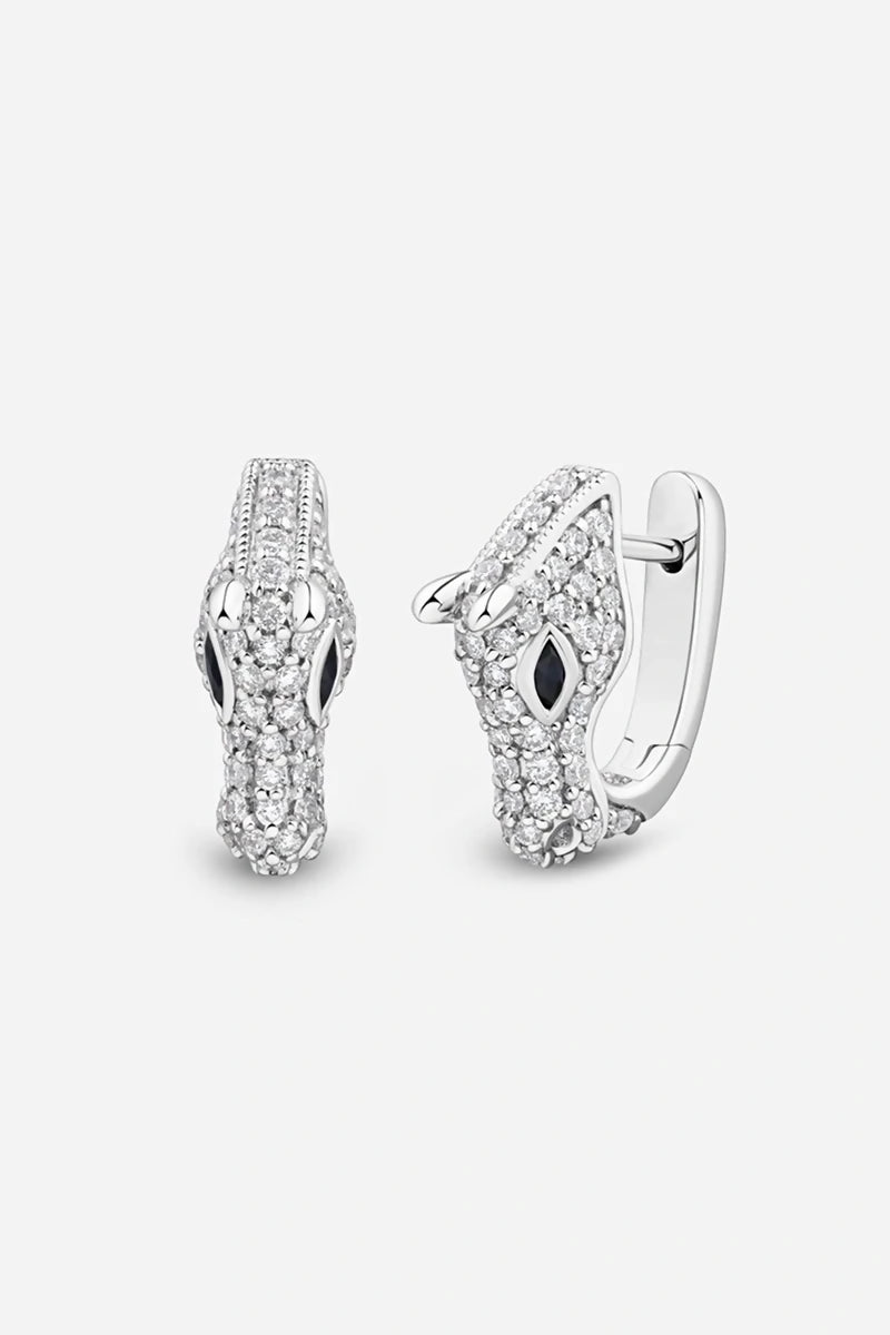 Celebration Horse Head Earrings in 18K Gold with White Diamonds - White Gold