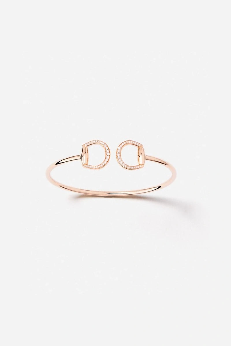 Connection Bangle in 18K Gold with White Diamonds - Pink Gold