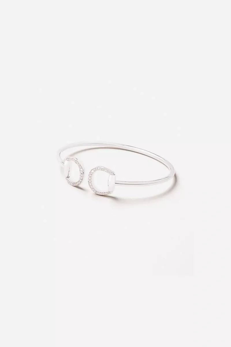 Connection Bangle in 18K Gold with White Diamonds - White Gold