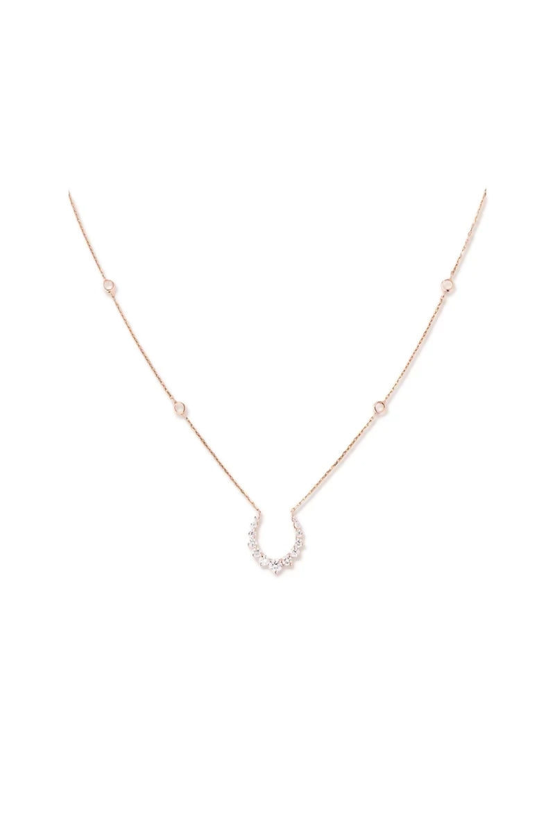 Double Confidence Necklace in 18K Gold with White Diamonds - Pink Gold