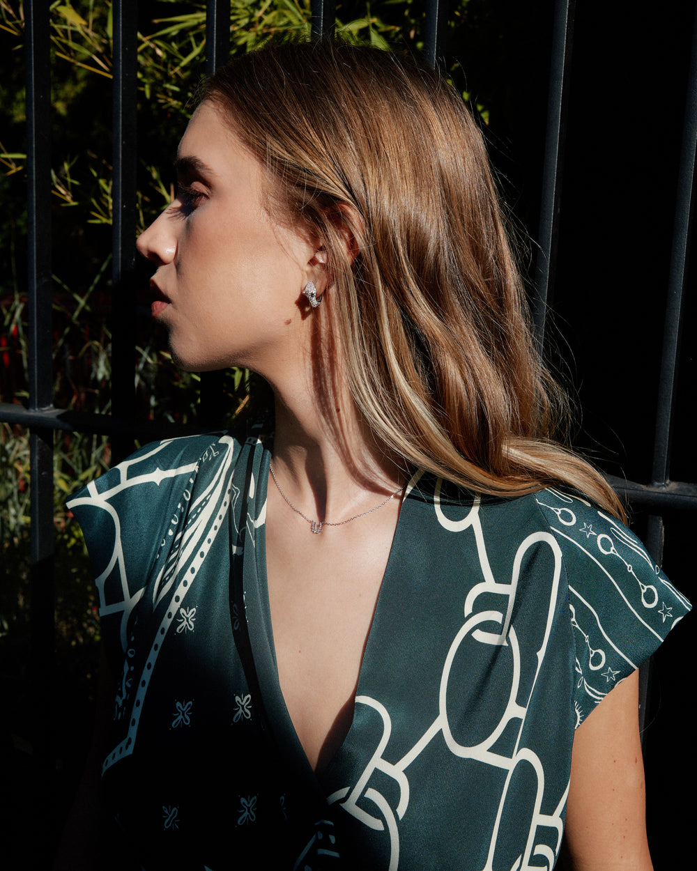 Celebration Horse Head Earrings in 18K Gold with White Diamonds - White Gold