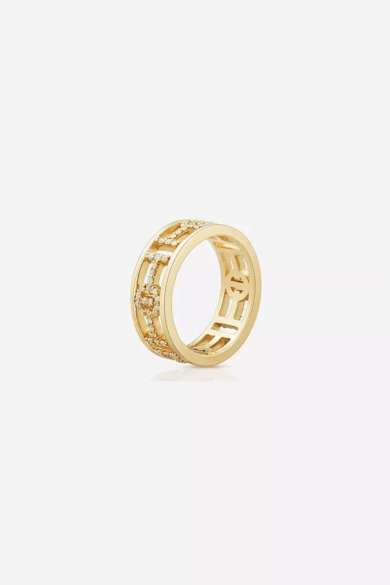Challenge Ring in 18K Gold with White Diamonds - Yellow Gold