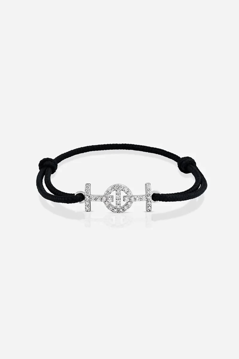 Challenge Cord Bracelet in 9K White Gold with White Diamonds - Black