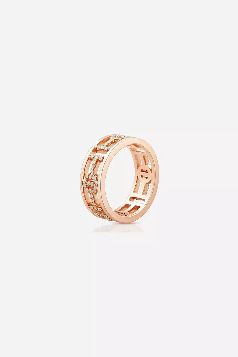Challenge Ring in 18K Gold with White Diamonds - Pink Gold