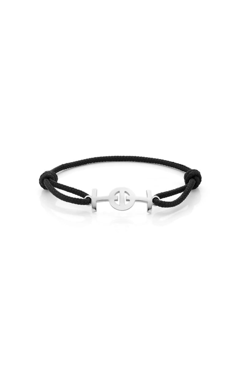 Challenge Cord Bracelet in Silver - Black