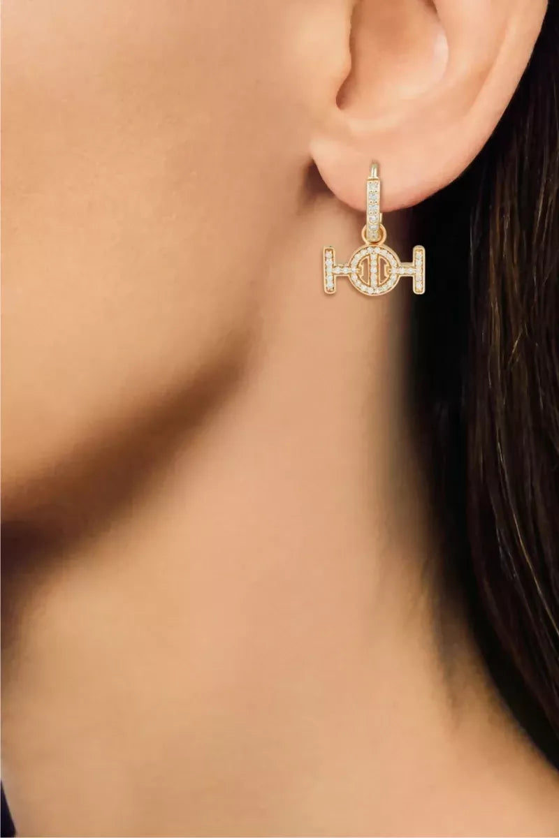 Challenge Hoop Earrings in 9K Gold with White Diamonds - Yellow Gold