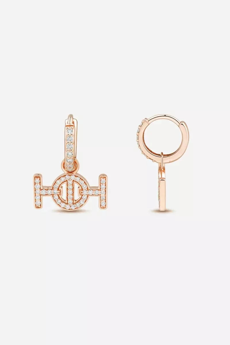 Challenge Hoop Earrings in 9K Gold with White Diamonds - Pink Gold