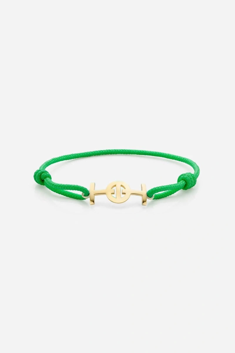 Challenge Cord Bracelet in 9K Yellow Gold - Green