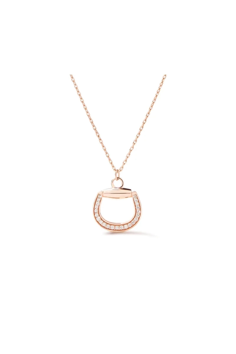 Connection Necklace in 18K Gold with White Diamonds - Pink Gold