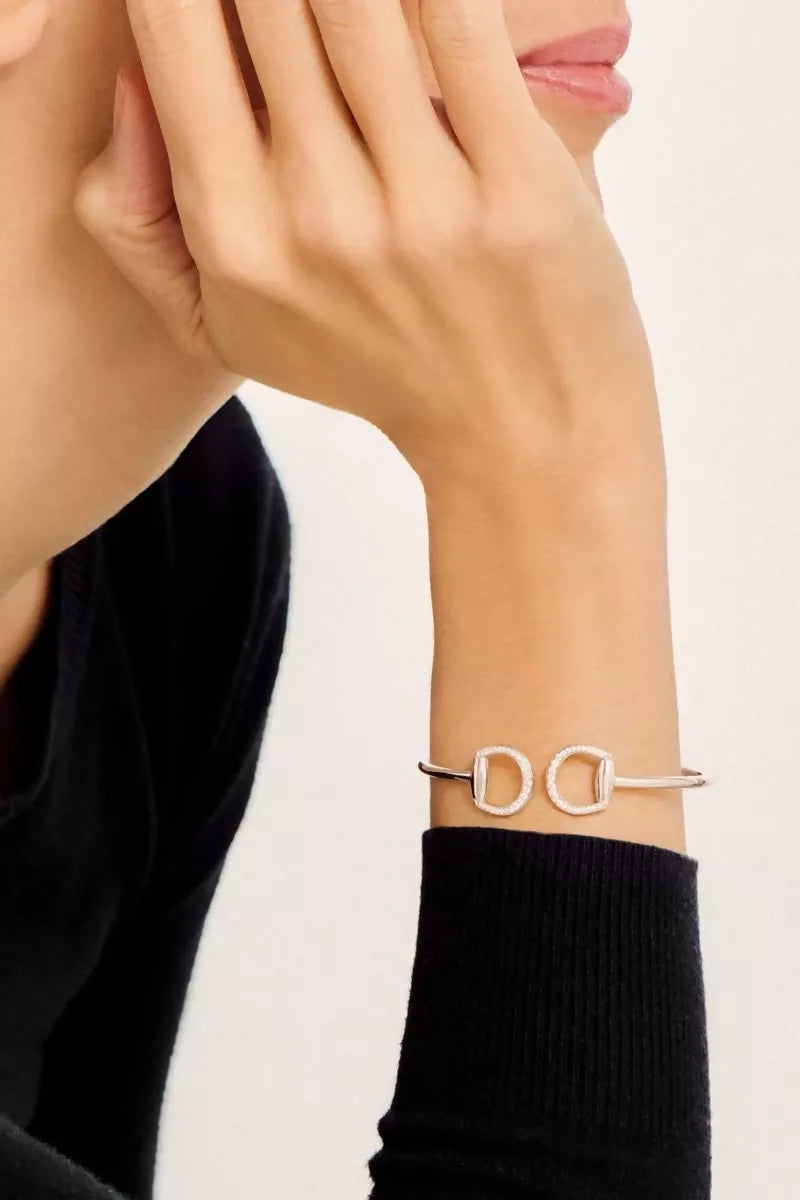 Connection Bangle in 18K Gold with White Diamonds - White Gold