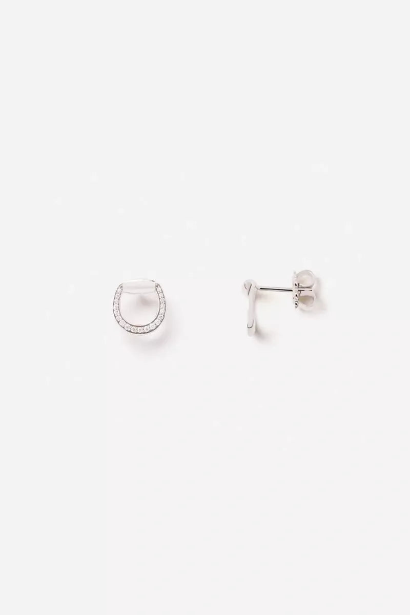 Connection Earrings in 18K Gold with White Diamonds - White Gold