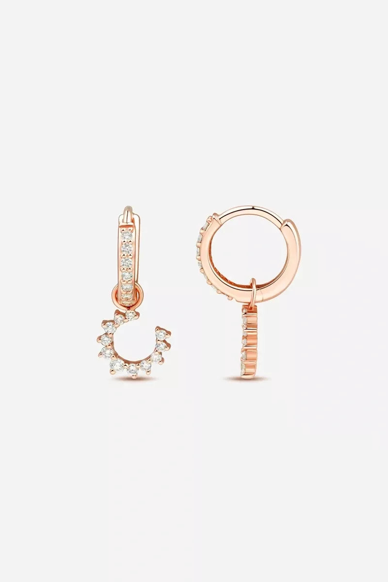 Confidence Hoop Earrings in 9K Gold with White Diamonds - Pink Gold