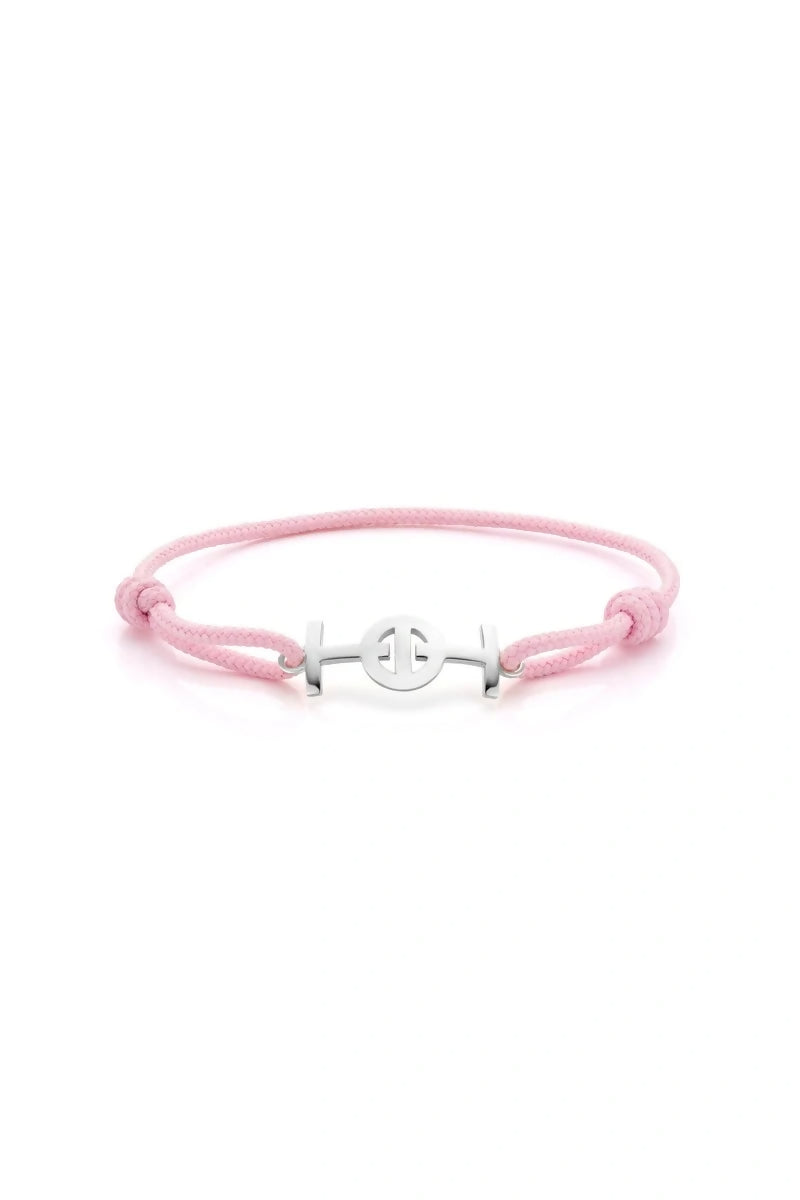 Challenge Cord Bracelet in Silver - Pink