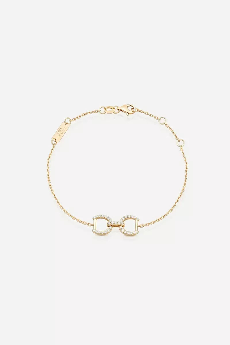 Connection Bracelet in 9K Gold with White Diamonds - Yellow Gold