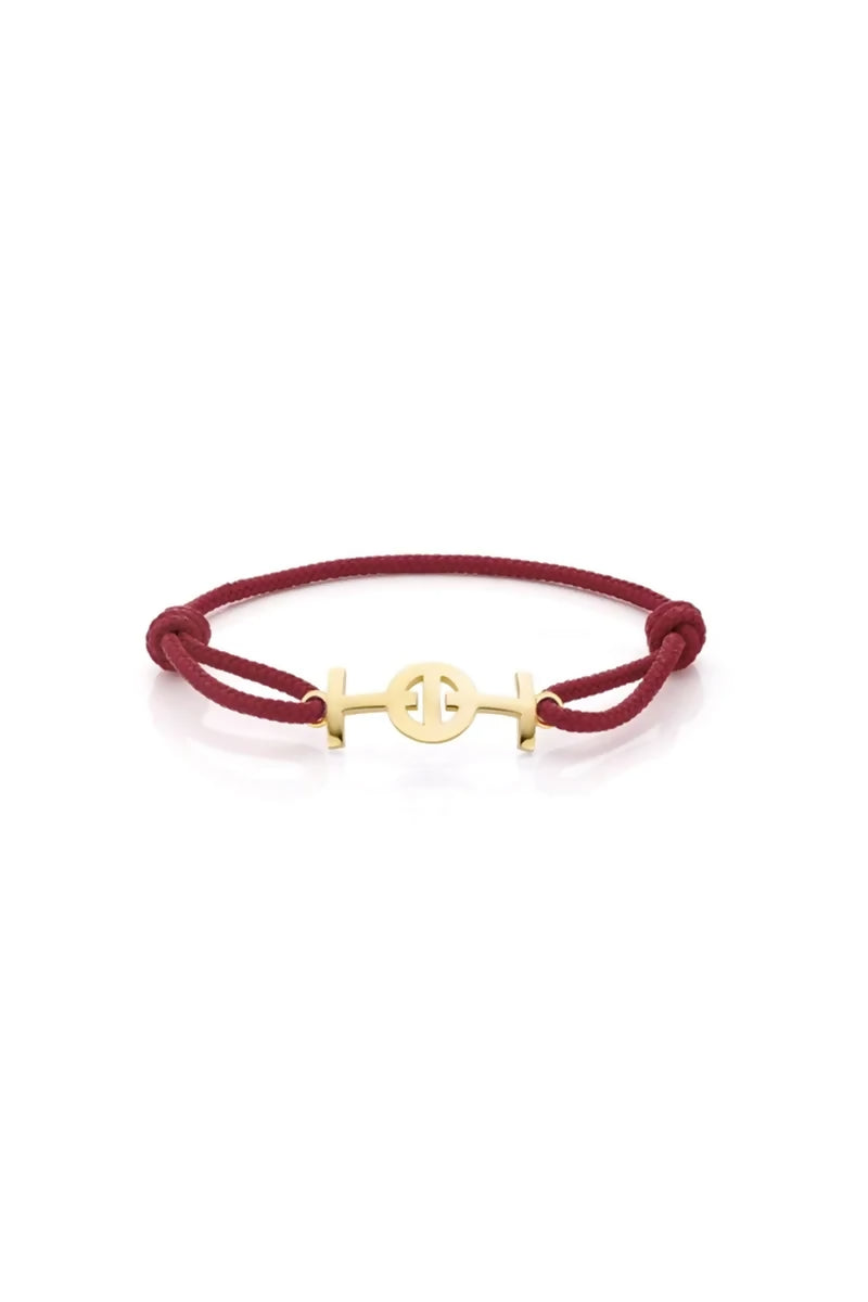 Challenge Cord Bracelet in 9K Yellow Gold - Bordeaux