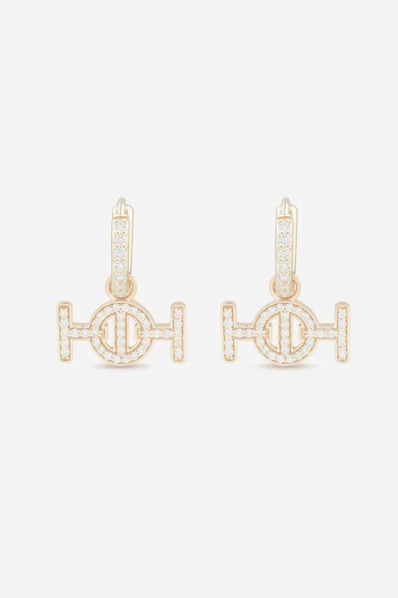 Challenge Hoop Earrings in 9K Gold with White Diamonds - Yellow Gold