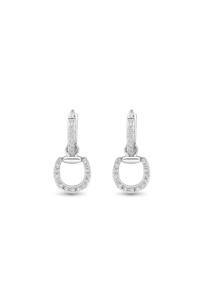 Connection Hoop Earrings in 9K Gold with White Diamonds - White Gold