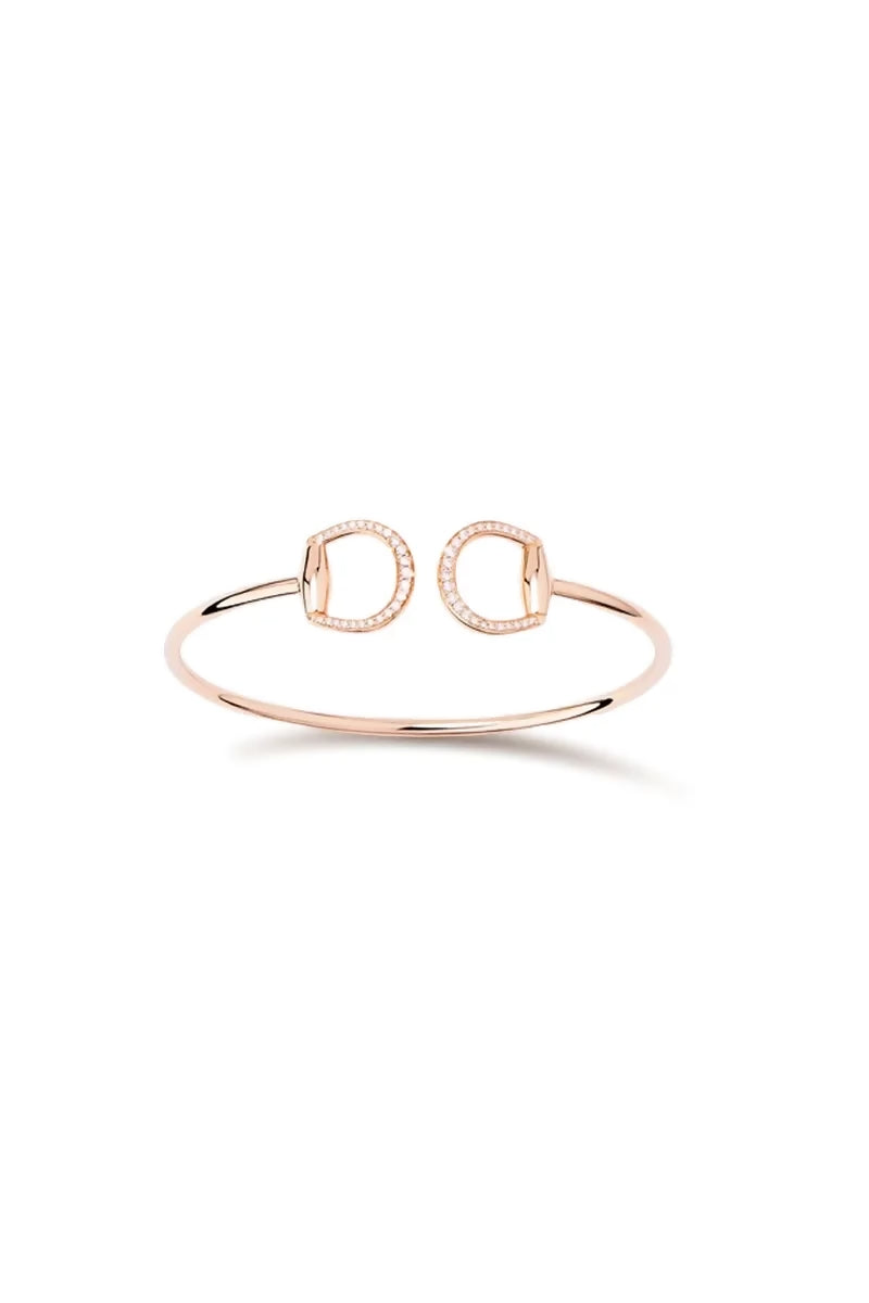 Connection Bangle in 18K Gold with White Diamonds - Pink Gold