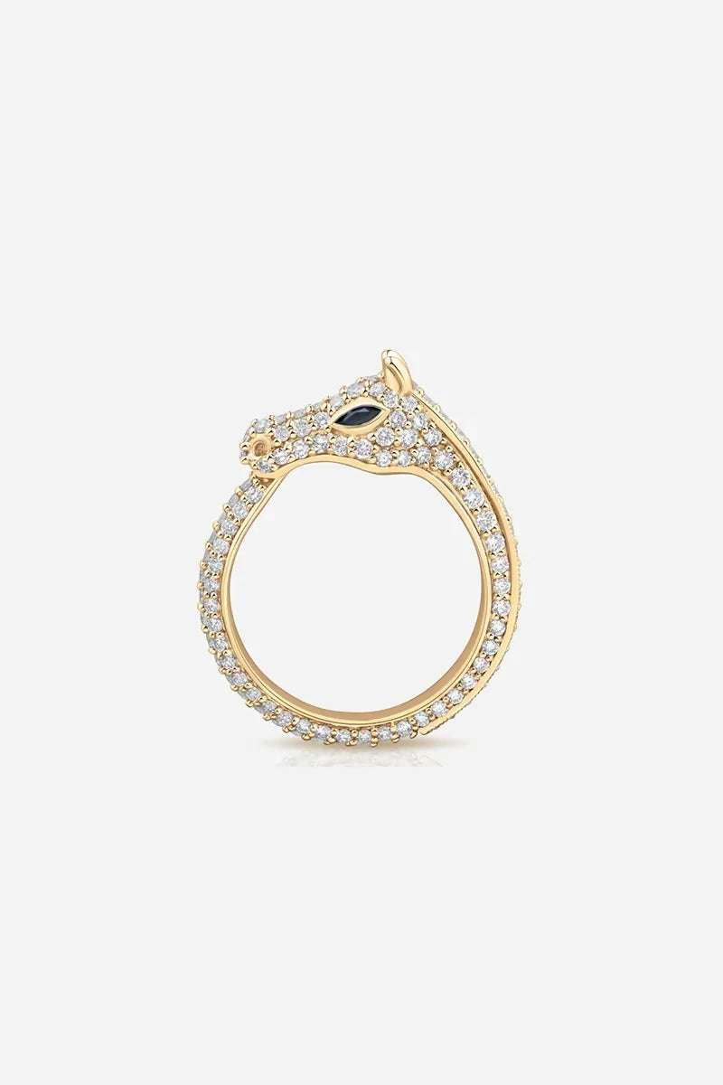 Celebration Horse Head Ring in 18K Gold with White Diamonds - Yellow Gold