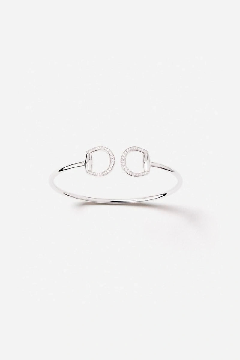 Connection Bangle in 18K Gold with White Diamonds - White Gold