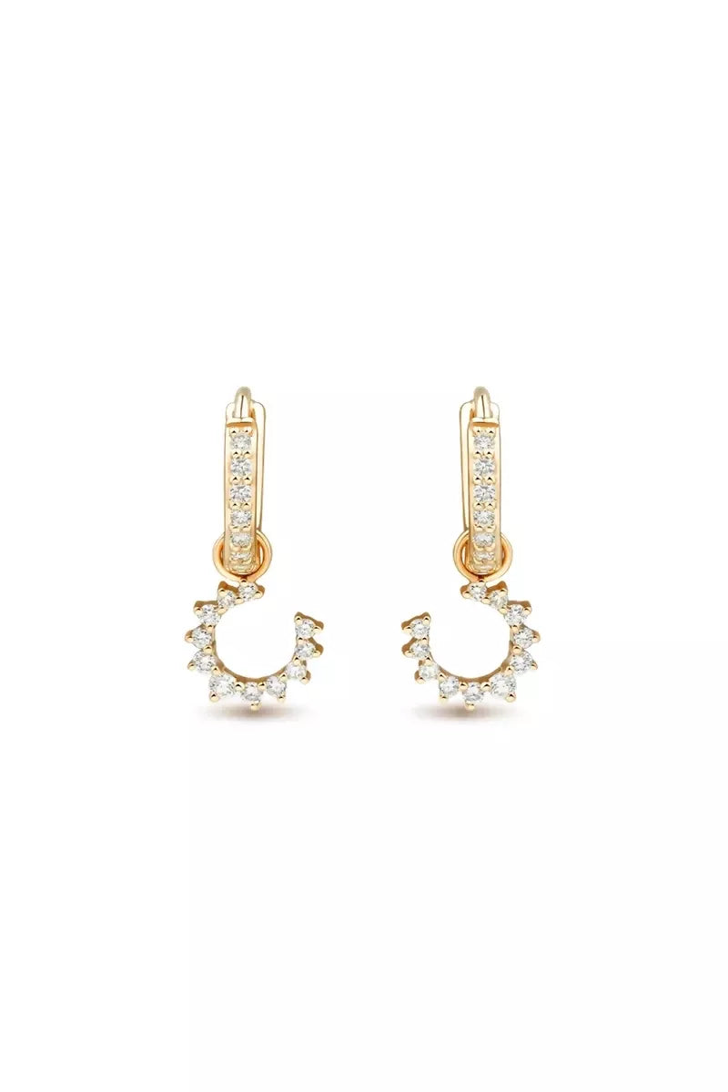 Confidence Hoop Earrings in 9K Gold with White Diamonds - Yellow Gold