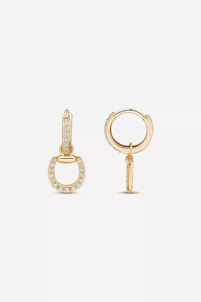 Connection Hoop Earrings in 9K Gold with White Diamonds - Yellow Gold