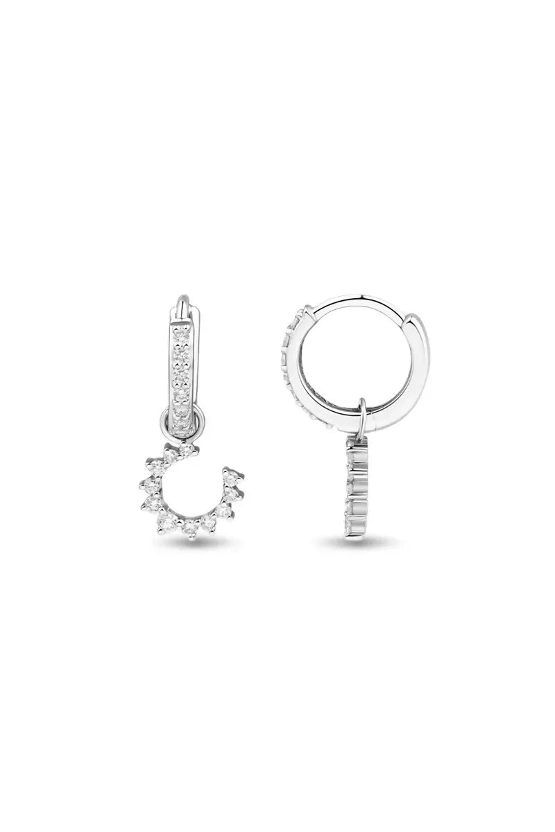 Confidence Hoop Earrings in 9K Gold with White Diamonds - White Gold