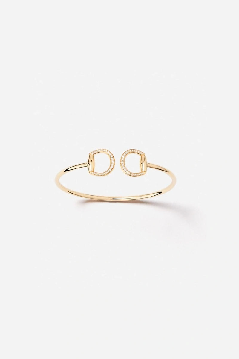 Connection Bangle in 18K Gold with White Diamonds - Yellow Gold