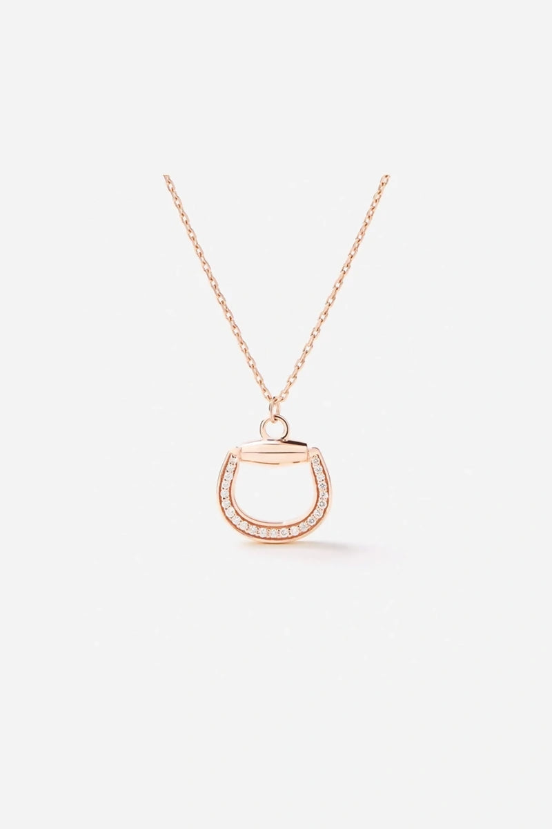 Connection Necklace in 18K Gold with White Diamonds - Pink Gold