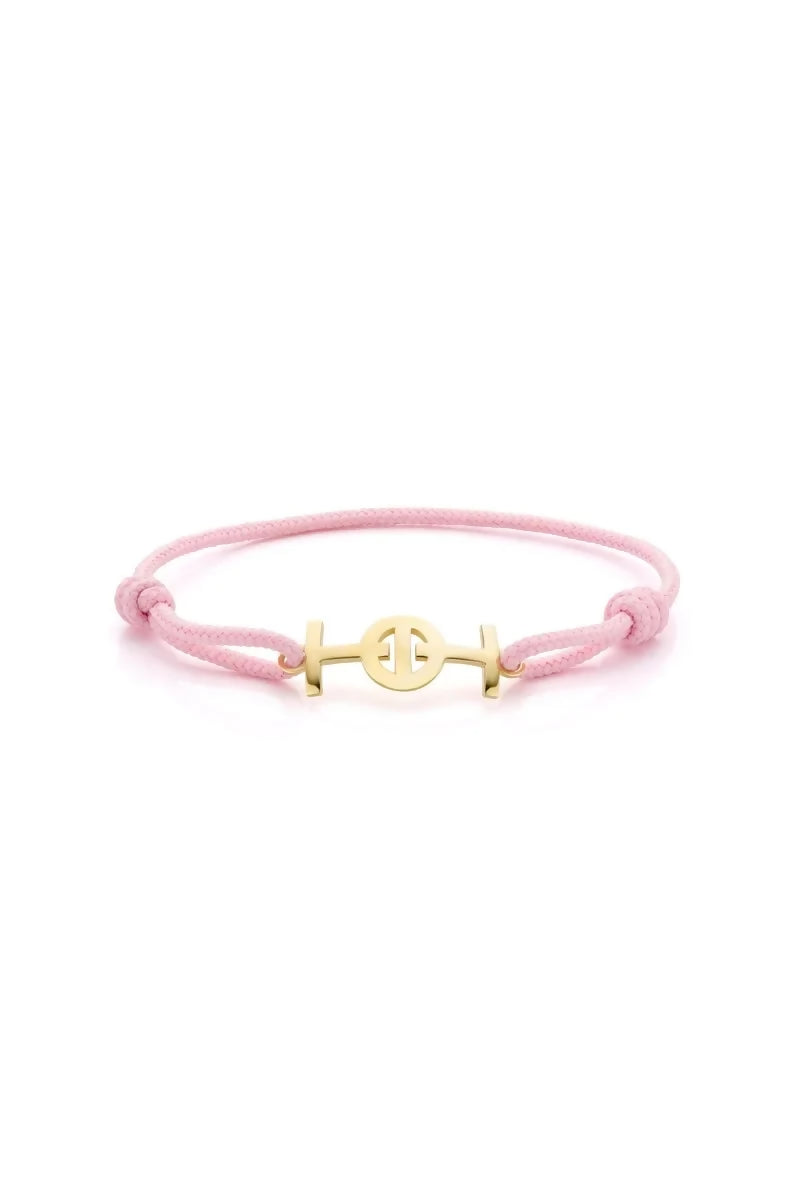 Challenge Cord Bracelet in 9K Yellow Gold - Pink