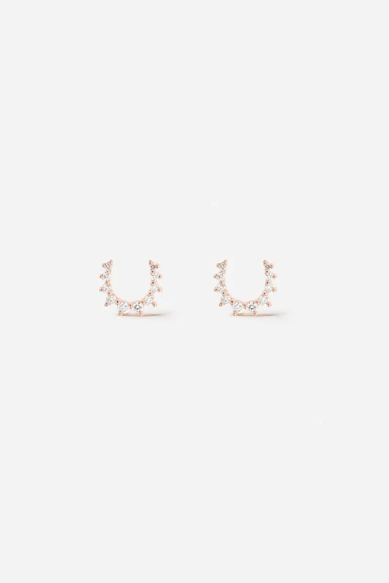 Confidence Earrings in 18K Gold with White Diamonds - Pink Gold T