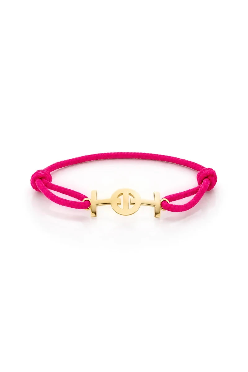 Challenge Cord Bracelet in 9K Yellow Gold - Magenta