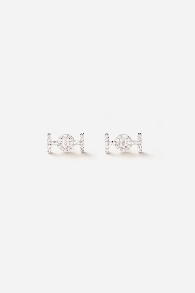 Challenge Studs in 18K Gold with White Diamonds - White Gold