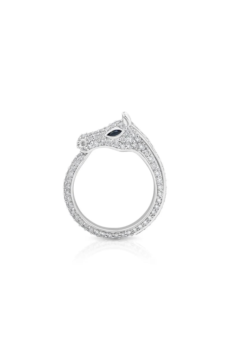 Celebration Horse Head Ring in 18K Gold with White Diamonds - White Gold