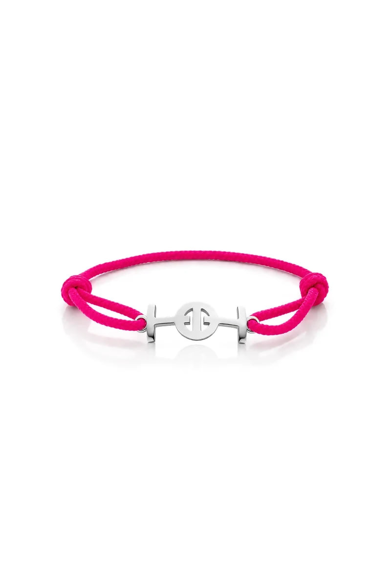 Challenge Cord Bracelet in Silver - Magenta
