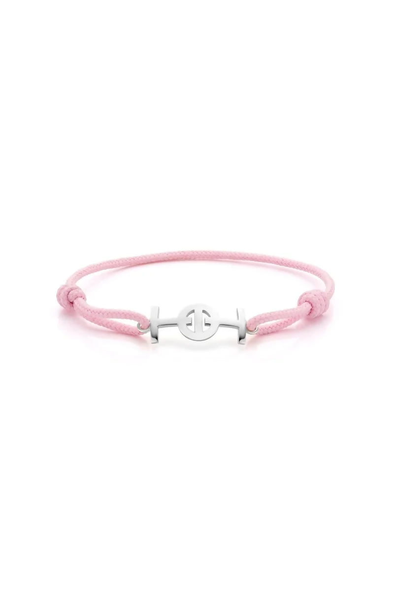 Challenge Cord Bracelet in Silver - Pink