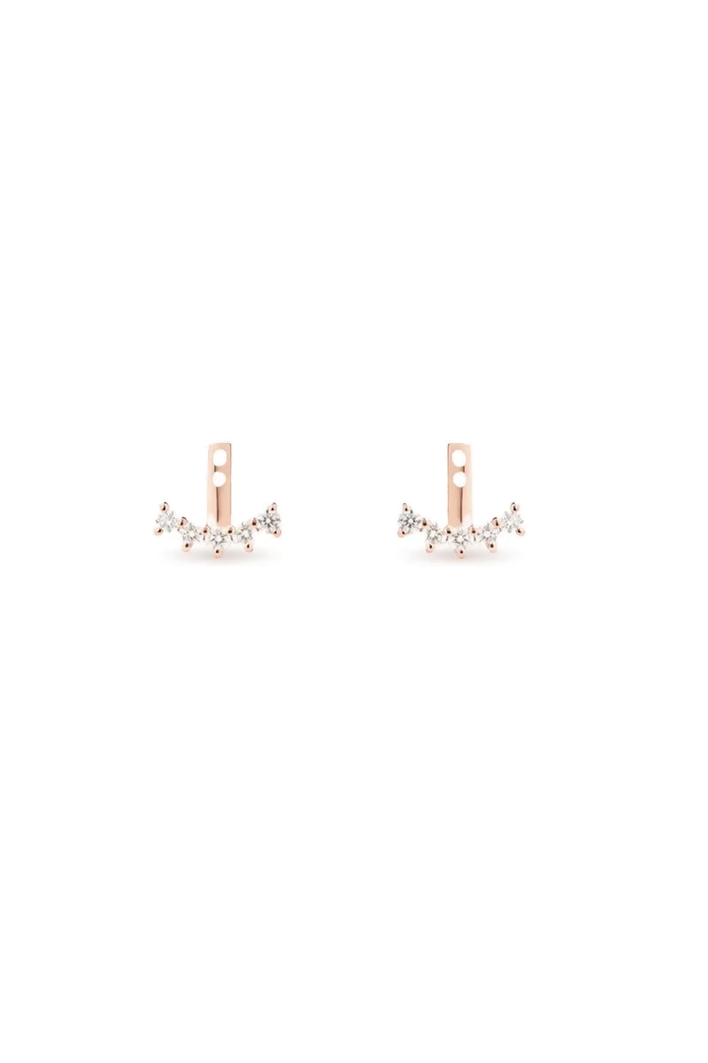Cuddle Ear Jackets in 18K Gold with White Diamonds - Pink Gold
