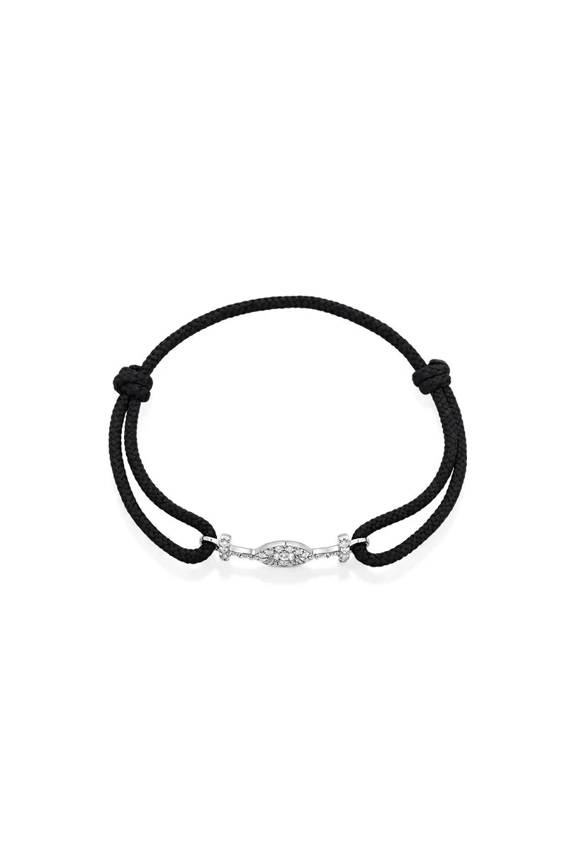 Challenge Cord Bracelet in 9K White Gold with White Diamonds - Black