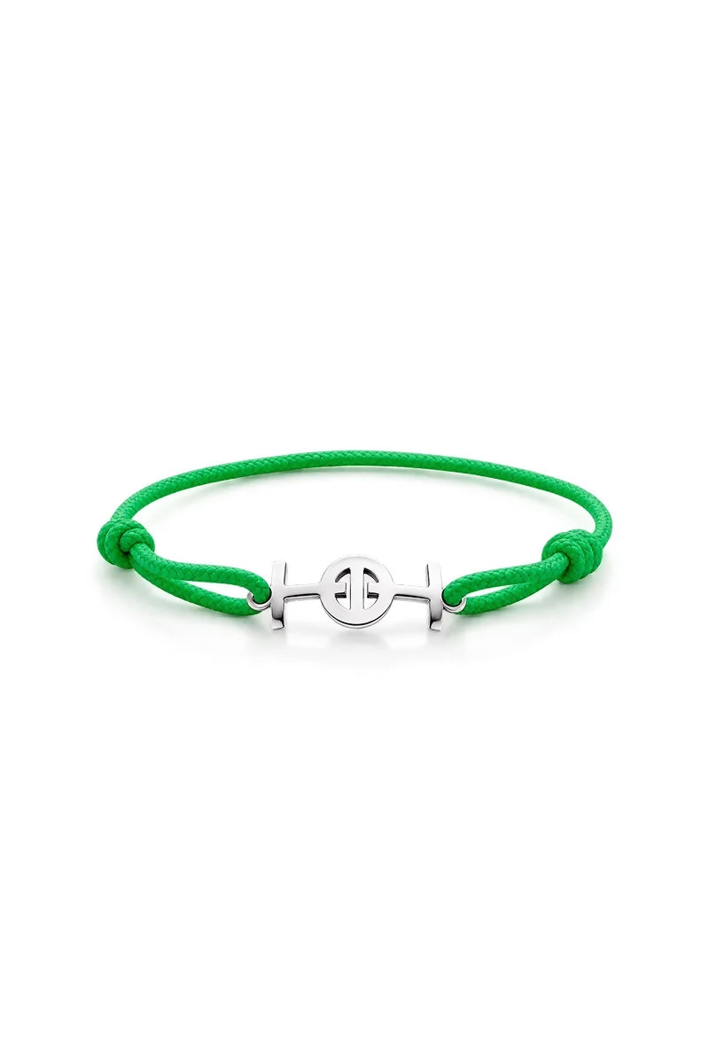 Challenge Cord Bracelet in Silver - Green