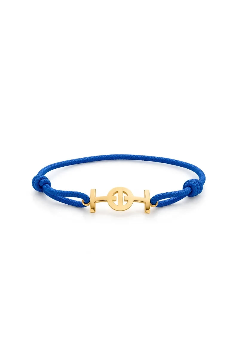 Challenge Cord Bracelet in 9K Yellow Gold - Electric Blue