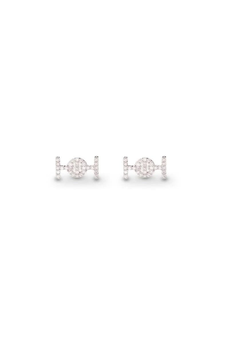 Challenge Studs in 18K Gold with White Diamonds - White Gold