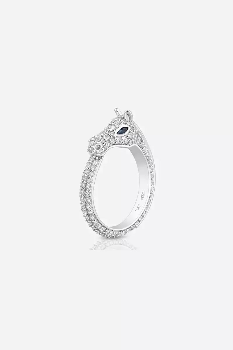 Celebration Horse Head Ring in 18K Gold with White Diamonds - White Gold