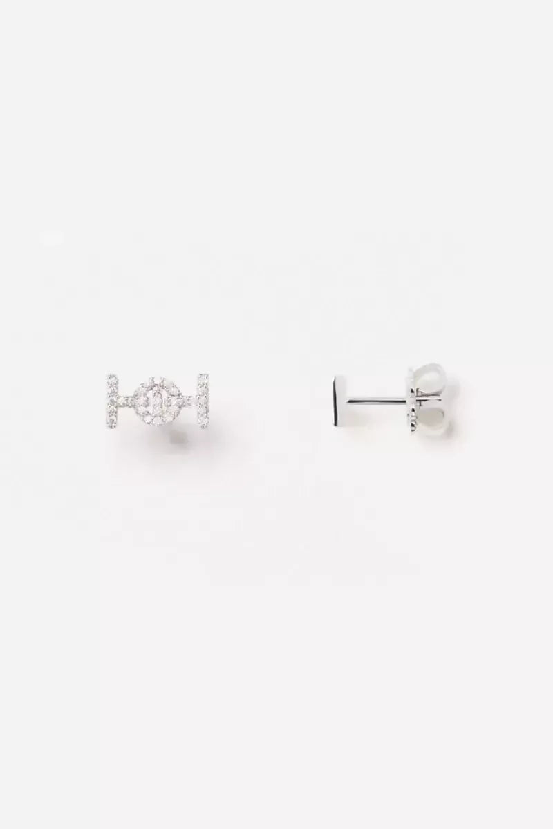 Challenge Studs in 18K Gold with White Diamonds - White Gold
